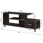 Meuble TV pour téléviseurs jusqu'à 65", 1 tiroir et 3 étagères ouvertes, bois manufacturé, 59"L x 15.5"P x 23.5"H, multicolore