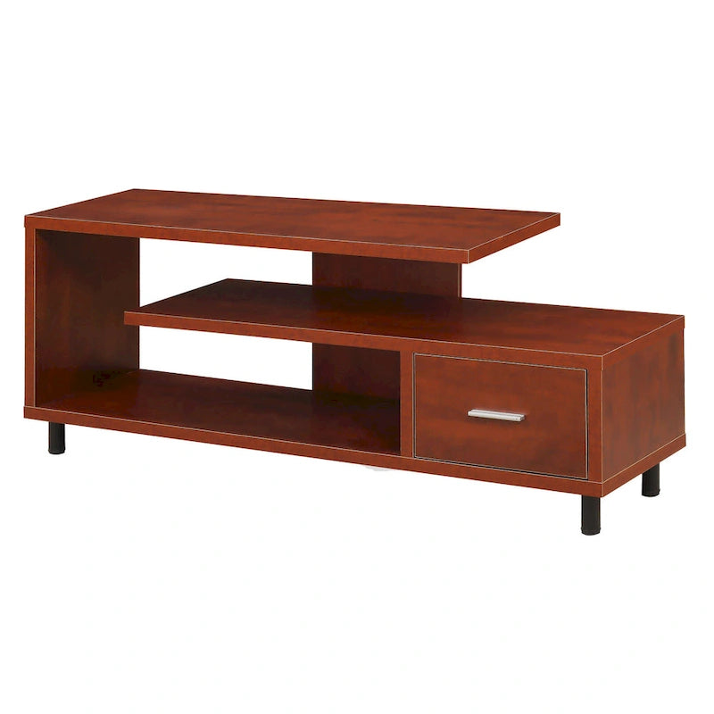 Meuble TV pour téléviseurs jusqu'à 65", 1 tiroir et 3 étagères ouvertes, bois manufacturé, 59"L x 15.5"P x 23.5"H, multicolore