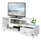 Meuble TV pour téléviseurs jusqu'à 65", 1 tiroir et 3 étagères ouvertes, bois manufacturé, 59"L x 15.5"P x 23.5"H, multicolore