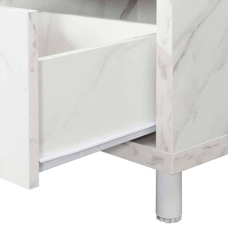 Meuble TV pour téléviseurs jusqu'à 65", 1 tiroir et 3 étagères ouvertes, bois manufacturé, 59"L x 15.5"P x 23.5"H, multicolore