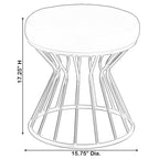 Pouf ottoman rond en velours, gris/noir, base en métal doré, moderne, 45 cm (diamètre) x 46 cm (hauteur)