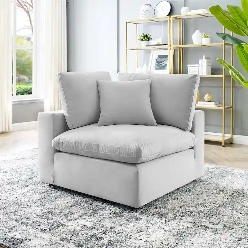 Fauteuil d'angle en velours haute performance surdimensionné, garni de duvet
