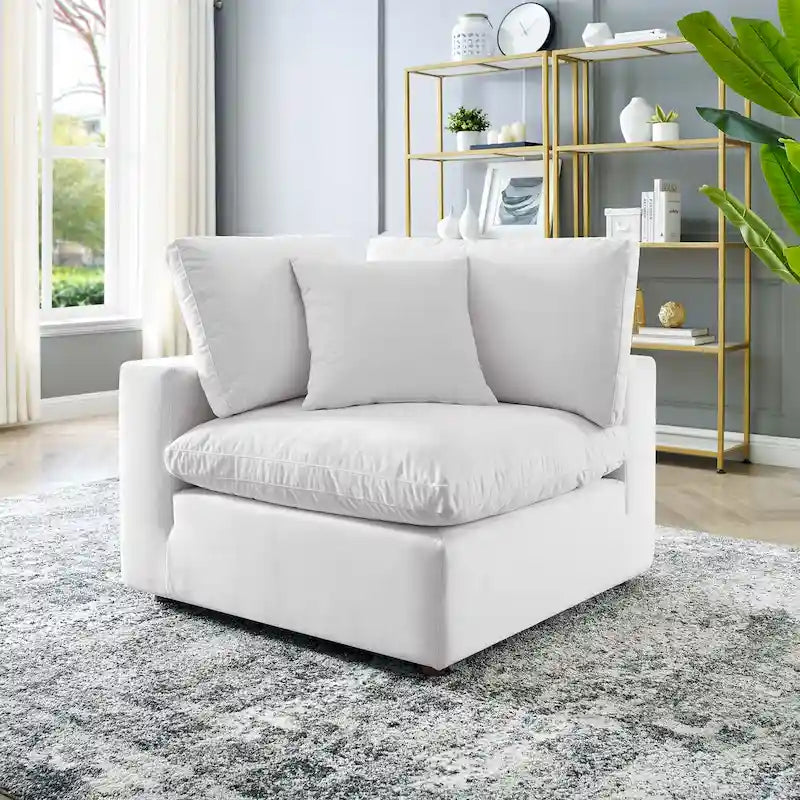 Fauteuil d'angle en velours haute performance surdimensionné, garni de duvet
