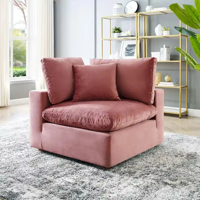 Fauteuil d'angle en velours haute performance surdimensionné, garni de duvet