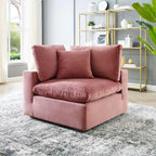 Fauteuil d'angle en velours haute performance surdimensionné, garni de duvet