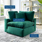 Fauteuil d'angle en velours haute performance surdimensionné, garni de duvet