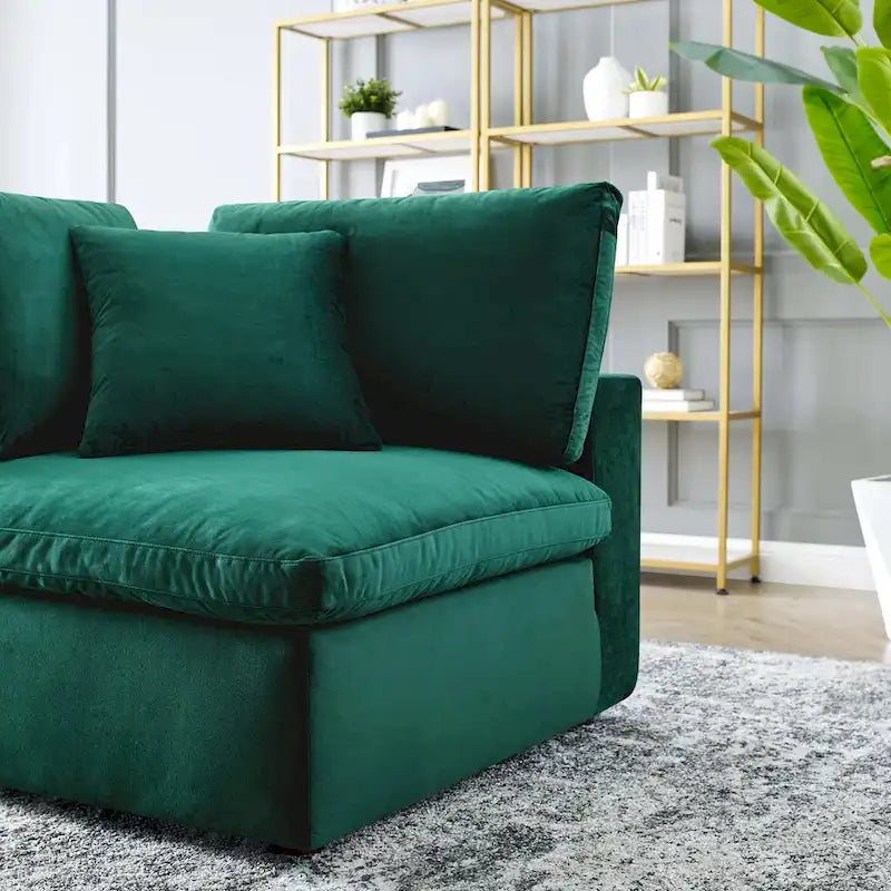 Fauteuil d'angle en velours haute performance surdimensionné, garni de duvet
