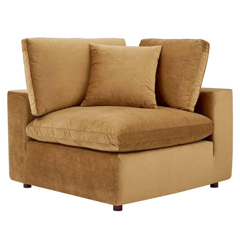 Fauteuil d'angle en velours haute performance surdimensionné, garni de duvet