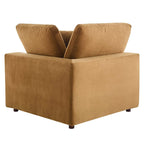 Fauteuil d'angle en velours haute performance surdimensionné, garni de duvet