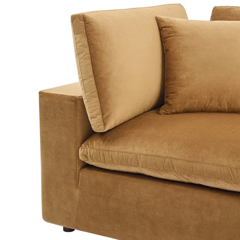 Fauteuil d'angle en velours haute performance surdimensionné, garni de duvet