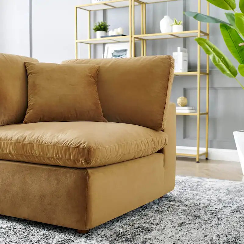 Fauteuil d'angle en velours haute performance surdimensionné, garni de duvet
