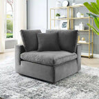 Fauteuil d'angle en velours haute performance surdimensionné, garni de duvet