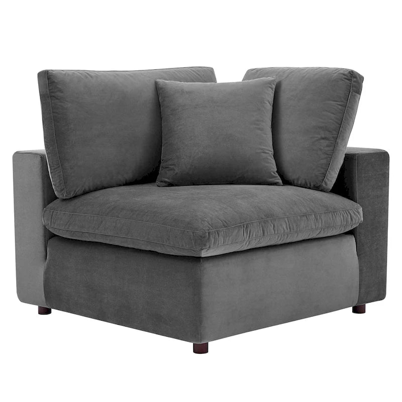 Fauteuil d'angle en velours haute performance surdimensionné, garni de duvet