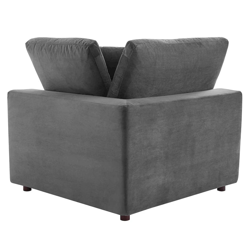 Fauteuil d'angle en velours haute performance surdimensionné, garni de duvet