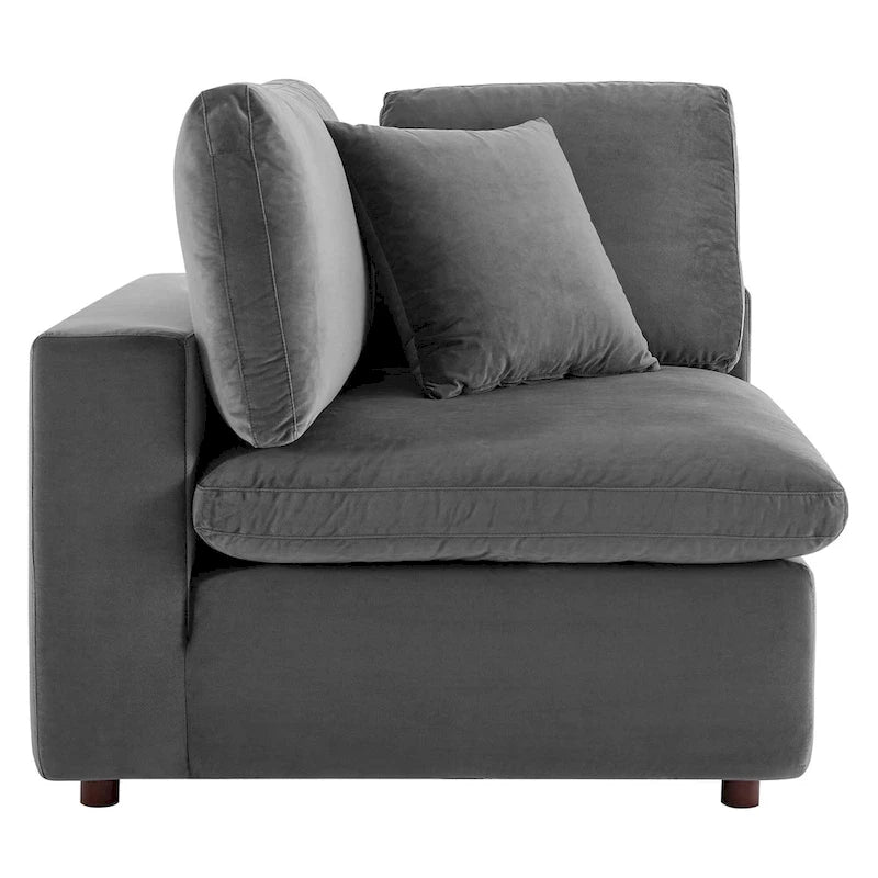 Fauteuil d'angle en velours haute performance surdimensionné, garni de duvet