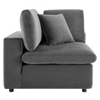Fauteuil d'angle en velours haute performance surdimensionné, garni de duvet