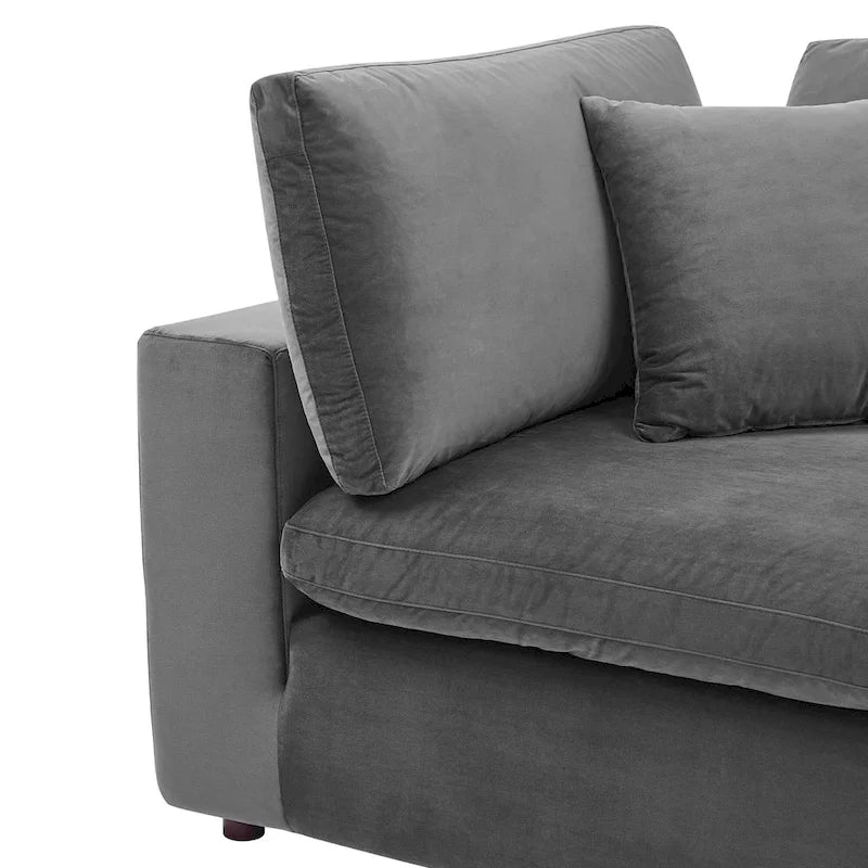 Fauteuil d'angle en velours haute performance surdimensionné, garni de duvet
