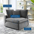 Fauteuil d'angle en velours haute performance surdimensionné, garni de duvet