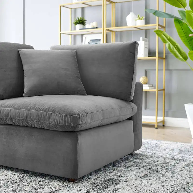 Fauteuil d'angle en velours haute performance surdimensionné, garni de duvet