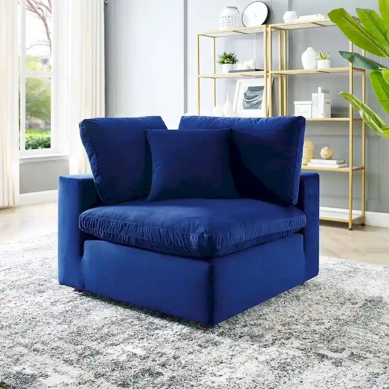 Fauteuil d'angle en velours haute performance surdimensionné, garni de duvet
