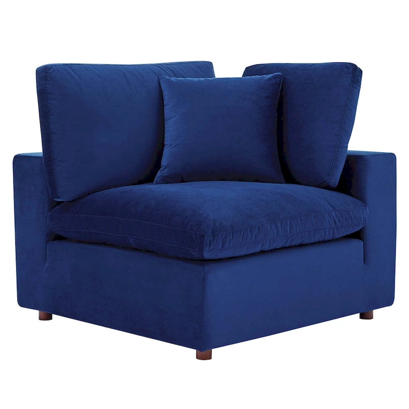 Fauteuil d'angle en velours haute performance surdimensionné, garni de duvet