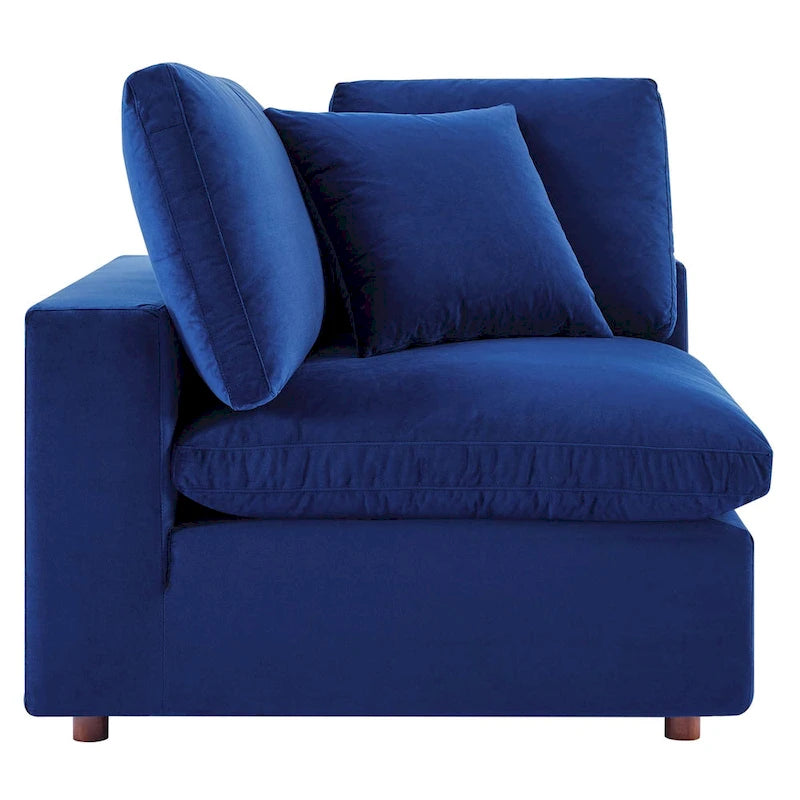 Fauteuil d'angle en velours haute performance surdimensionné, garni de duvet