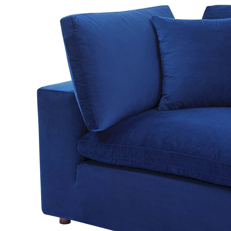 Fauteuil d'angle en velours haute performance surdimensionné, garni de duvet
