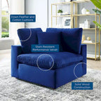 Fauteuil d'angle en velours haute performance surdimensionné, garni de duvet