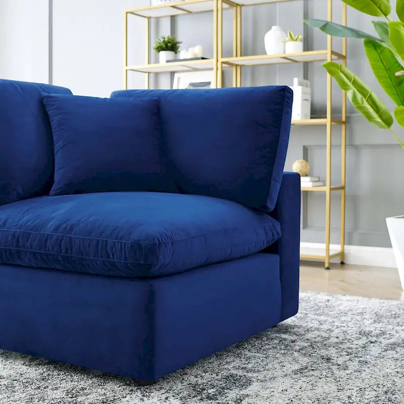 Fauteuil d'angle en velours haute performance surdimensionné, garni de duvet