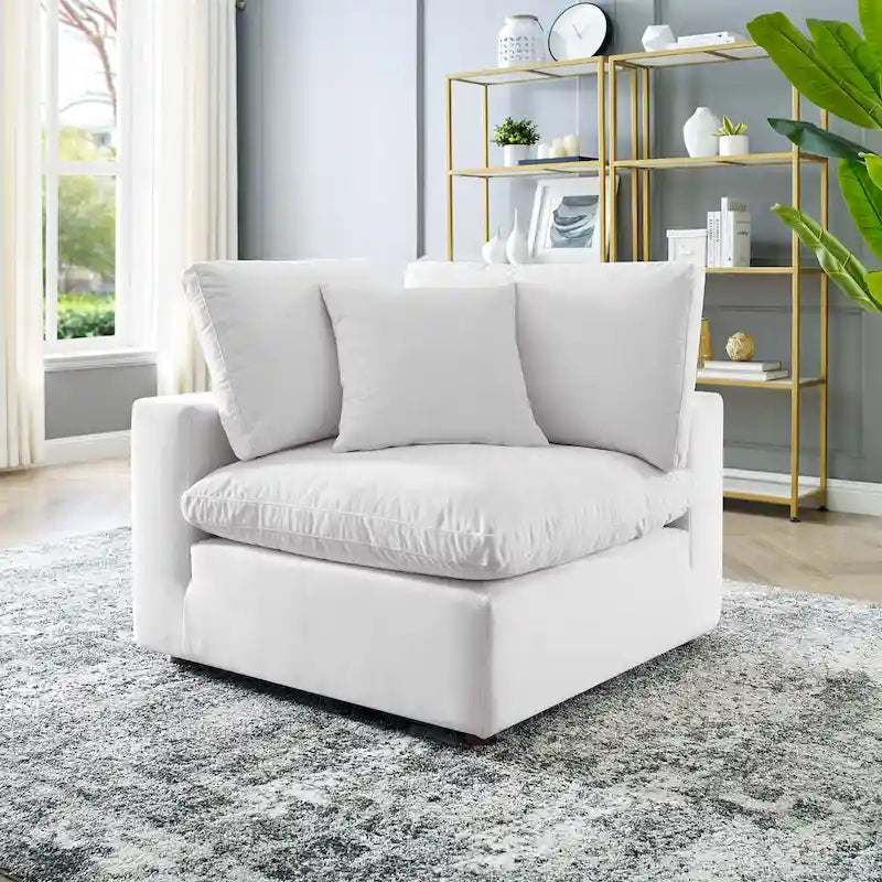 Fauteuil d'angle en velours haute performance surdimensionné, garni de duvet