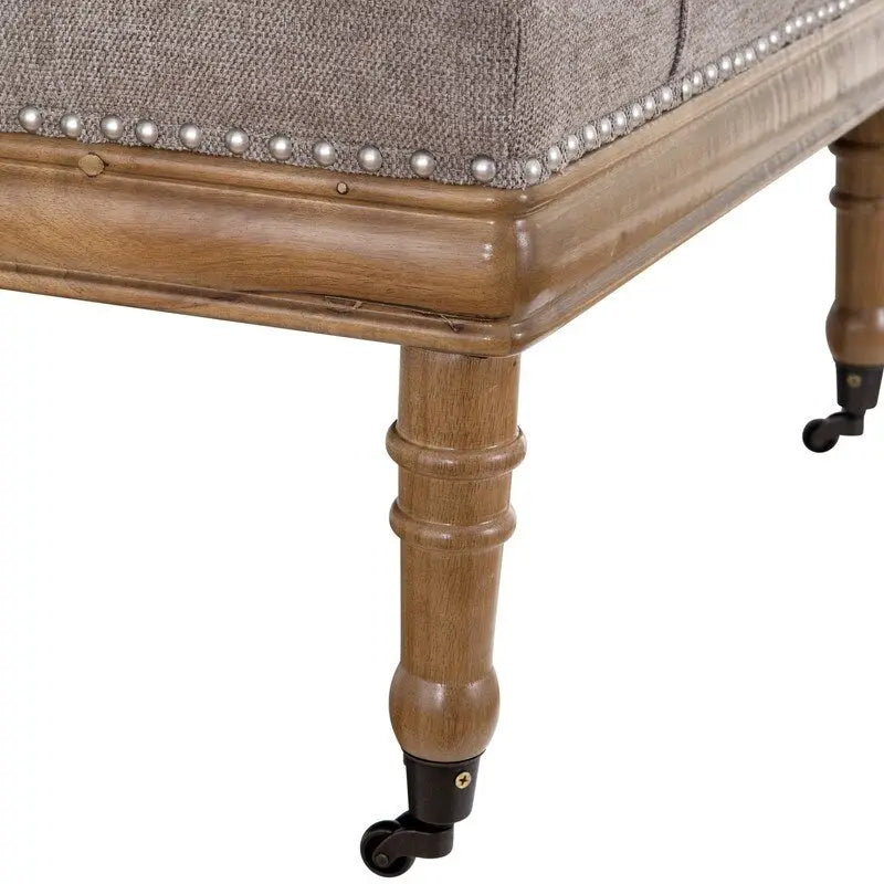 Pouf capitonné en losanges avec clous décoratifs et roulettes, polyester, cadre en bois, 122 cm (L) x 74 cm (P) x 46 cm (H), 3 coloris