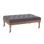 Pouf capitonné en losanges avec clous décoratifs et roulettes, polyester, cadre en bois, 122 cm (L) x 74 cm (P) x 46 cm (H), 3 coloris