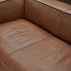 Canapé en cuir aniline véritable marron/marron clair, accoudoirs carrés, 100"L x 43"P x 26,25"H, 3 places