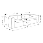 Canapé en cuir aniline véritable marron/marron clair, accoudoirs carrés, 100"L x 43"P x 26,25"H, 3 places