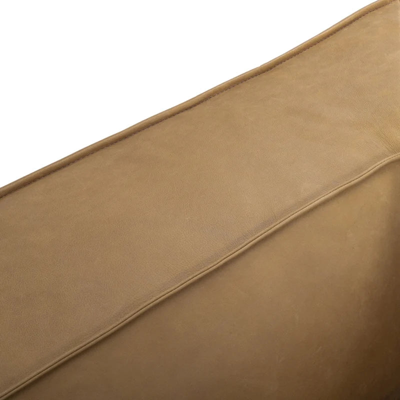 Canapé en cuir aniline véritable marron/marron clair, accoudoirs carrés, 100"L x 43"P x 26,25"H, 3 places