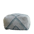 Pouf rond en laine et coton crème/gris/bleu sarcelle, 61 cm (L) x 41 cm (H), 1 personne, capacité de 113 kg