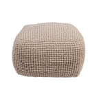 Pouf rond en laine et coton crème/gris/bleu sarcelle, 61 cm (L) x 41 cm (H), 1 personne, capacité de 113 kg