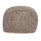 Pouf rond en laine et coton crème/gris/bleu sarcelle, 61 cm (L) x 41 cm (H), 1 personne, capacité de 113 kg