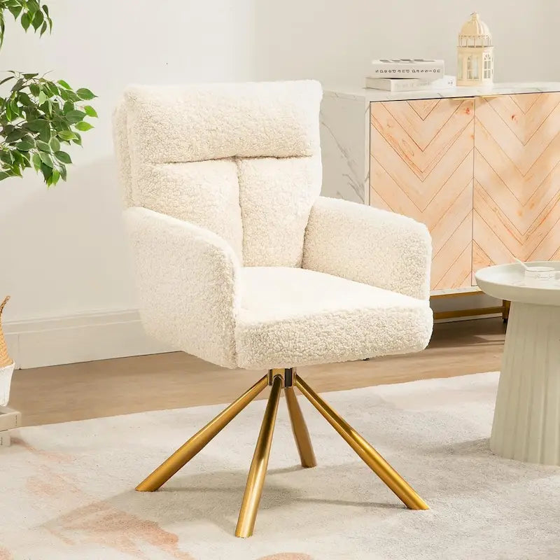 Fauteuil pivotant en velours, retour automatique à 90°, pieds en métal doré, 158 kg, 5 coloris, 1 place