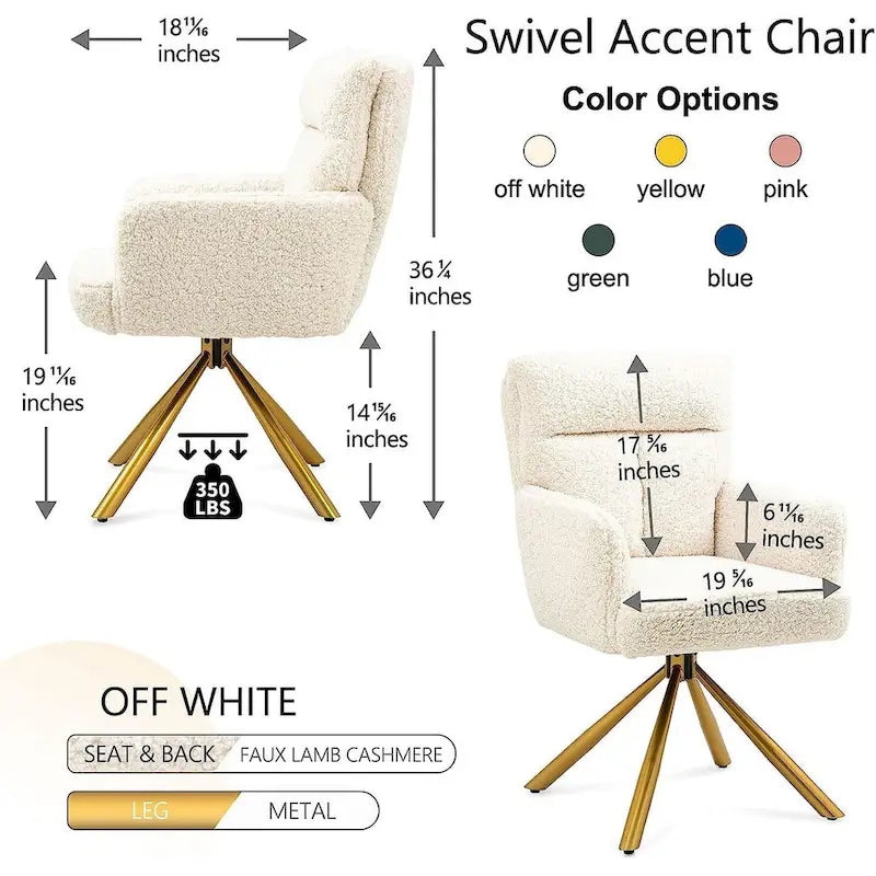 Fauteuil pivotant en velours, retour automatique à 90°, pieds en métal doré, 158 kg, 5 coloris, 1 place