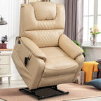 Fauteuil inclinable électrique double moteur, marron/jaune/noir, chauffant et massant, 180°, 1 place