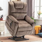 Fauteuil inclinable électrique double moteur, marron/jaune/noir, chauffant et massant, 180°, 1 place