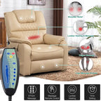 Fauteuil inclinable électrique double moteur, marron/jaune/noir, chauffant et massant, 180°, 1 place