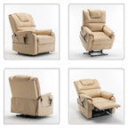 Fauteuil inclinable électrique double moteur, marron/jaune/noir, chauffant et massant, 180°, 1 place