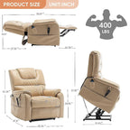 Fauteuil inclinable électrique double moteur, marron/jaune/noir, chauffant et massant, 180°, 1 place