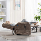 Fauteuil inclinable électrique double moteur, marron/jaune/noir, chauffant et massant, 180°, 1 place