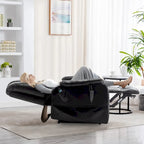 Fauteuil inclinable électrique double moteur, marron/jaune/noir, chauffant et massant, 180°, 1 place