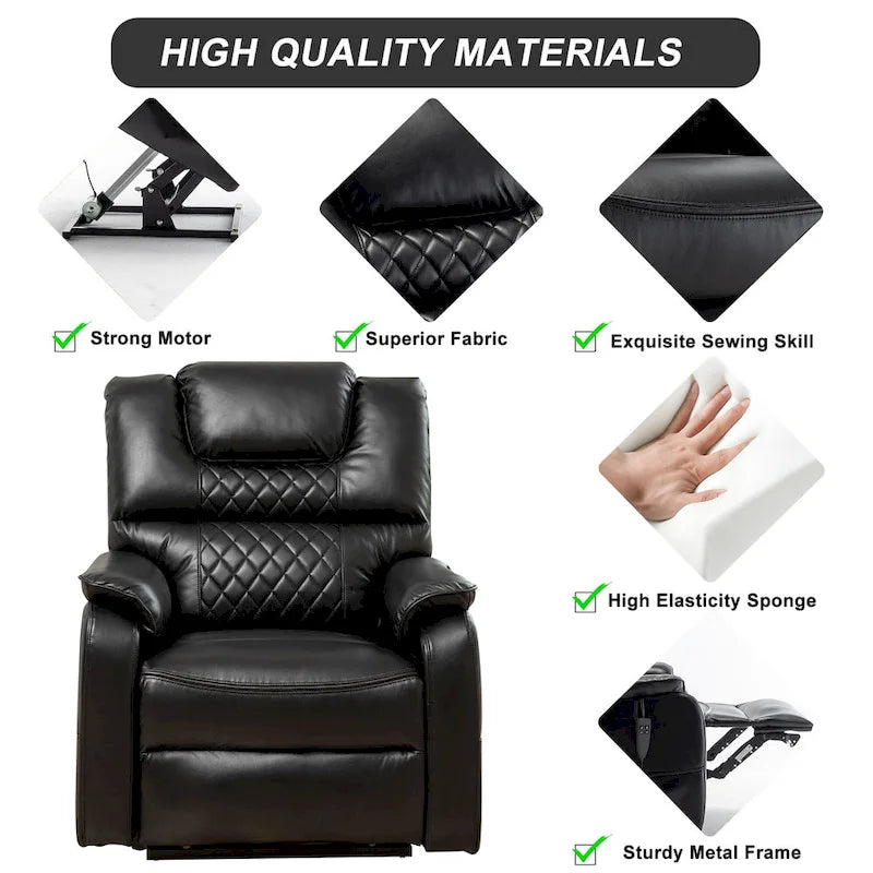 Fauteuil inclinable électrique double moteur, marron/jaune/noir, chauffant et massant, 180°, 1 place