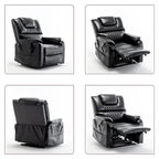Fauteuil inclinable électrique double moteur, marron/jaune/noir, chauffant et massant, 180°, 1 place