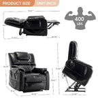 Fauteuil inclinable électrique double moteur, marron/jaune/noir, chauffant et massant, 180°, 1 place